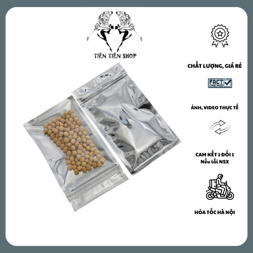 50 chiếc túi zip thiếc mặt trong mặt bạc loại mỏng tientienshop