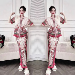 Bộ Đồ Ngủ Pijama Cộc Tay Quần dài Hisexy Set Pijama Lụa Latin Cao Cấp mềm mịn P17