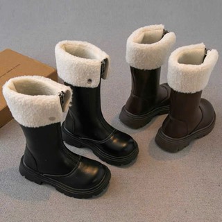 Giày Boot Da Pu Cổ Viền Lông Cừu Hàng QCCC Cho Bé Gái