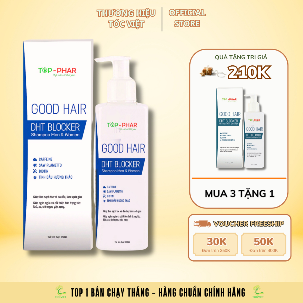 Dầu Gội DHT Blocker Good Hair Thảo Dược DHT Blocker Good Hair Ngăn Ngừa Rụng Tóc Bổ Sung Biotin 250m