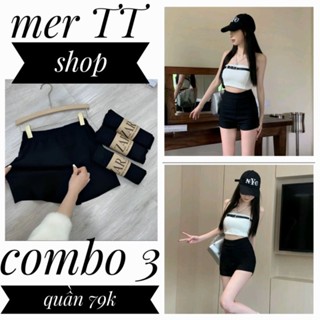 combo 3 quần legging đùi thun nữ cạp cao tôn dáng ôm gọn chất vải cotton cao cấp che khuyết điểm tôn vòng 3