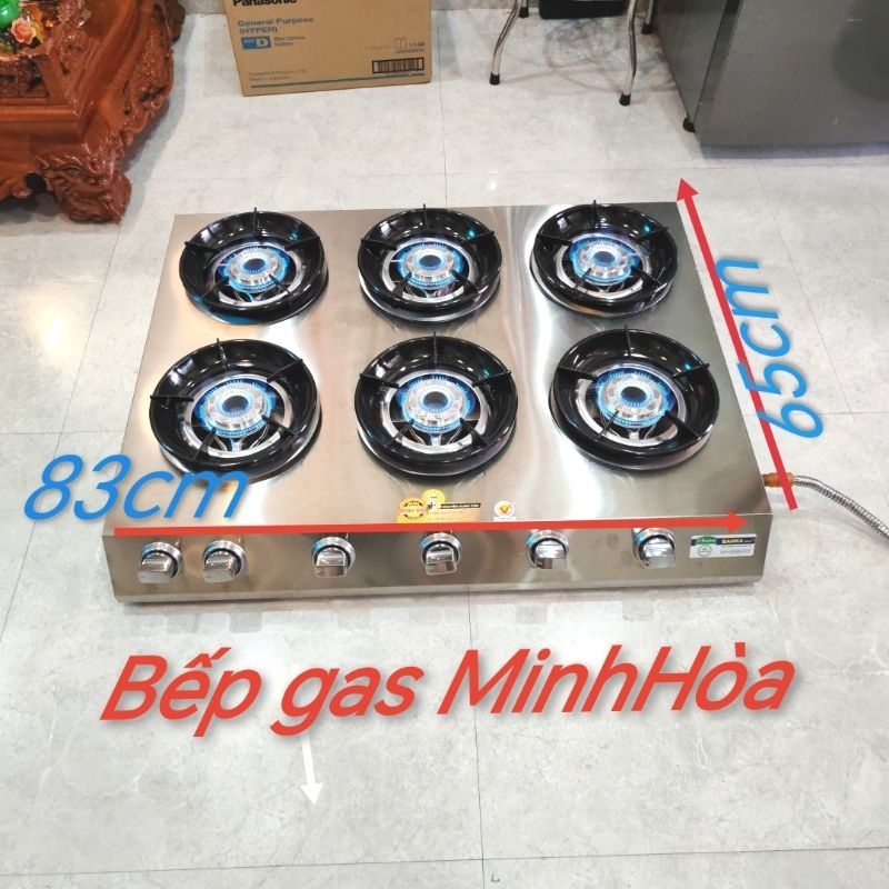 Bếp gas 6 lò Cao Cấp Đầu Đốt 304 Đốt 2 Vòng Lửa Tiết Kiệm Gas Độ Bền 5 Đến 10 Năm