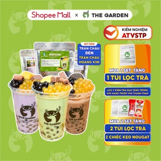 Set Trà Sữa Tự Pha Trân Châu Đường Đen  THE GARDEN, Nguyên Liệu Làm Trà Sữa Phúc Long, Matcha 10 vị 6-8 Ly
