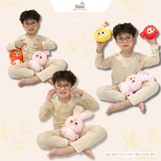 Bộ dài tay cho bé trai bé gái chất liệu tăm co giãn 4 chiều từ 1-6 tuổi