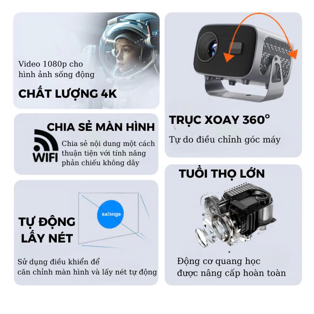 Máy chiếu mini 670PRO máy chiếu xem phim Giải mã Full HD 4k 8800 Lumens Điều chỉnh 360° kết nối điện thoạ Laptop iPad PC | BigBuy360 - bigbuy360.vn