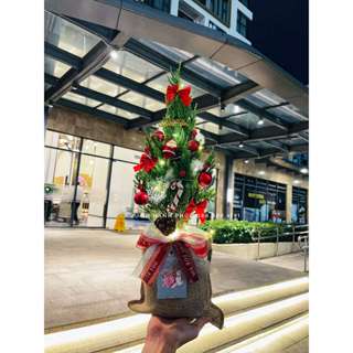 Tùng Noel trang trí 35-40cm, túi bố, phụ kiện đầy đủ, tặng đèn nháy