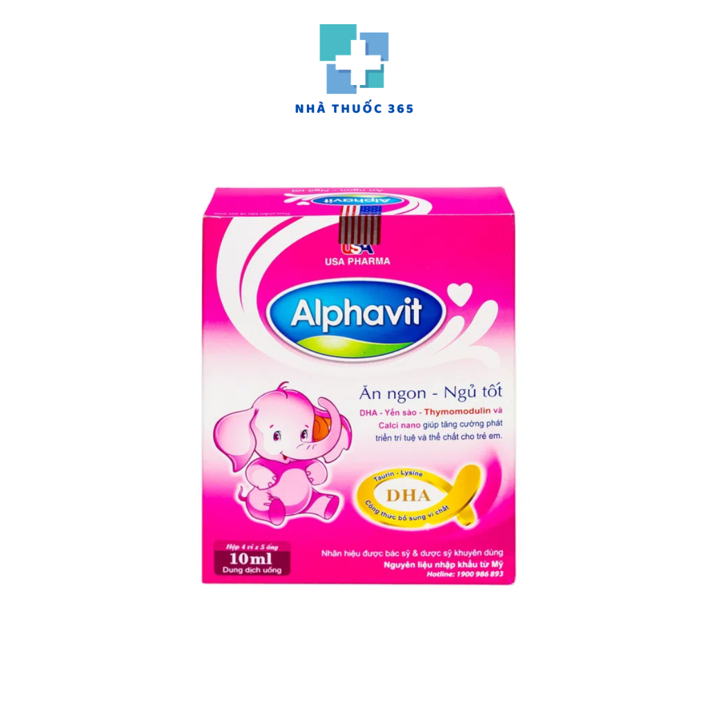 Alphavit ăn ngon ngủ tốt bổ sung DH Acid Amin tăng sức đề kháng ngừa suy dinh dưỡng cho bé - Hộp 20 ống