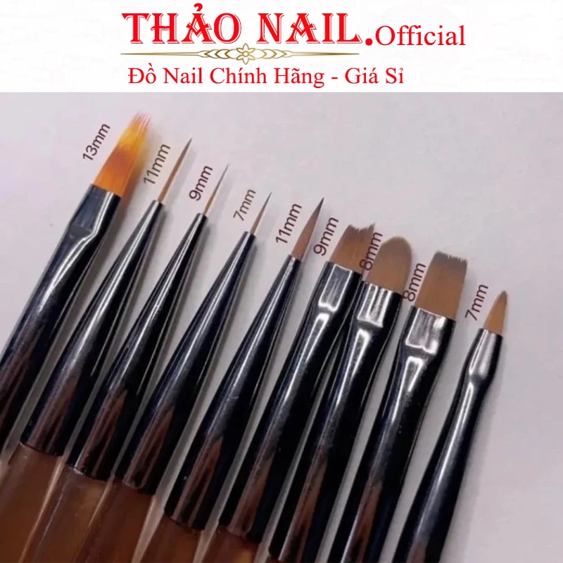 Bộ 9 cây cọ nail chuyên dụng - Set 9 cọ vẽ móng nail lông tổng hợp cao cấp