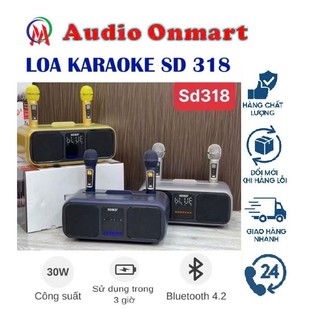  Loa Karaoke Bluetooth SD 318 Kèm 2 Mic Âm Thanh Hay Nhỏ Gọn Có Màn Hình LCD Phiên Bản Cao Cấp 