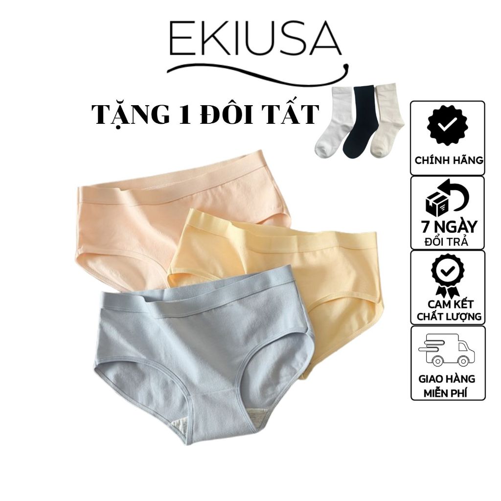 Quần Lót Nữ Cotton Ekiusa Cao Cấp Thiết Kế Cạp Chun Mềm Mại Nhiều Màu 3 Cỡ…