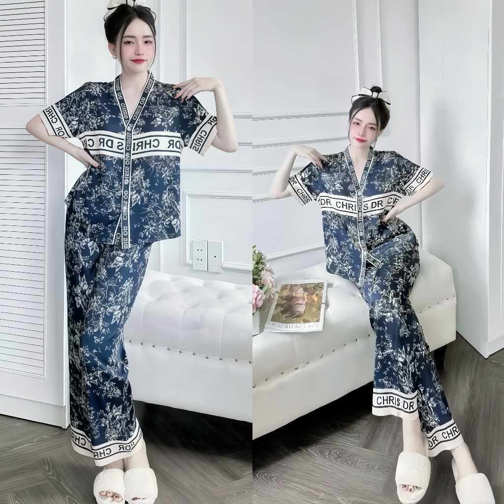 Bộ Pijama tay ngắn quần dài Nữ Bigsize AMAKA Pijama dài lụa Latin cao cấp mềm mại xinh xắn DAMP17