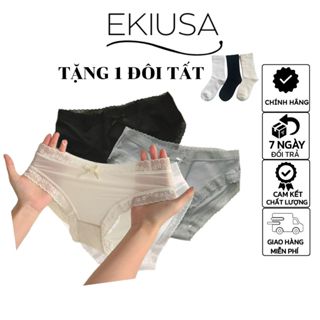 Quần Lót Nữ Su Lụa Ekiusa Cao Cấp Thiết Kế Mềm Mại Phối Cạp Ren Hoa Tiểu Thư MÃ 1271