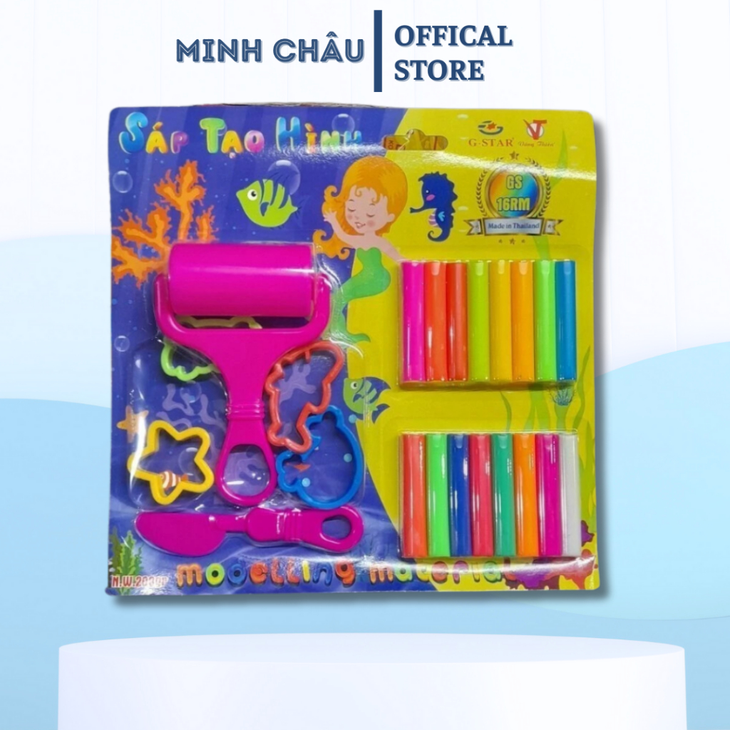 GSTAR] Đất Nặn 16 Màu Neon Gstar GS16RM ( Kèm 4 Khuôn + 1 Lăn + 1 Dao )