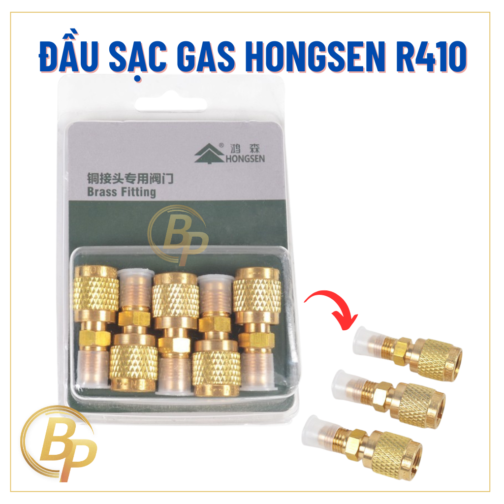 Đầu sạc gas 410 Hongsen (Đầu đực 1/4, đầu cái 5/16) - Đầu chuyển đổi gas R22 sang R410