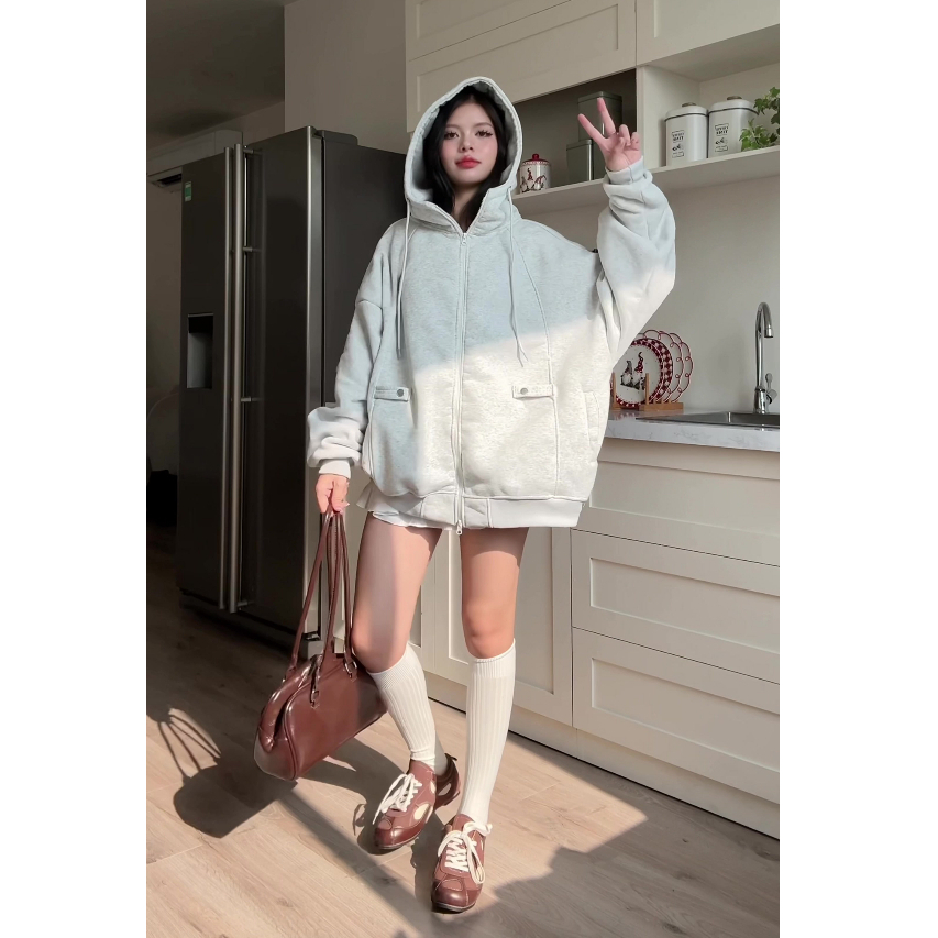 HOODIE ZIP CỔ CAO NỈ BÔNG FORM BOXY khoá kéo 2 chiều unisex nam nữ Amadus -  HDZCC | BigBuy360 - bigbuy360.vn