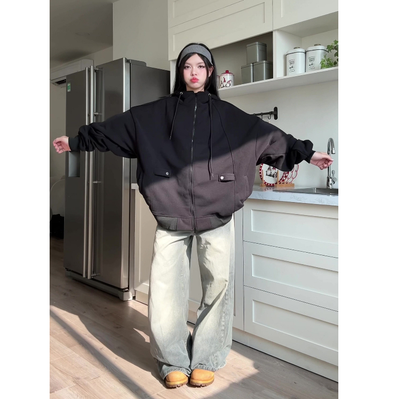 HOODIE ZIP CỔ CAO NỈ BÔNG FORM BOXY khoá kéo 2 chiều unisex nam nữ Amadus -  HDZCC | BigBuy360 - bigbuy360.vn