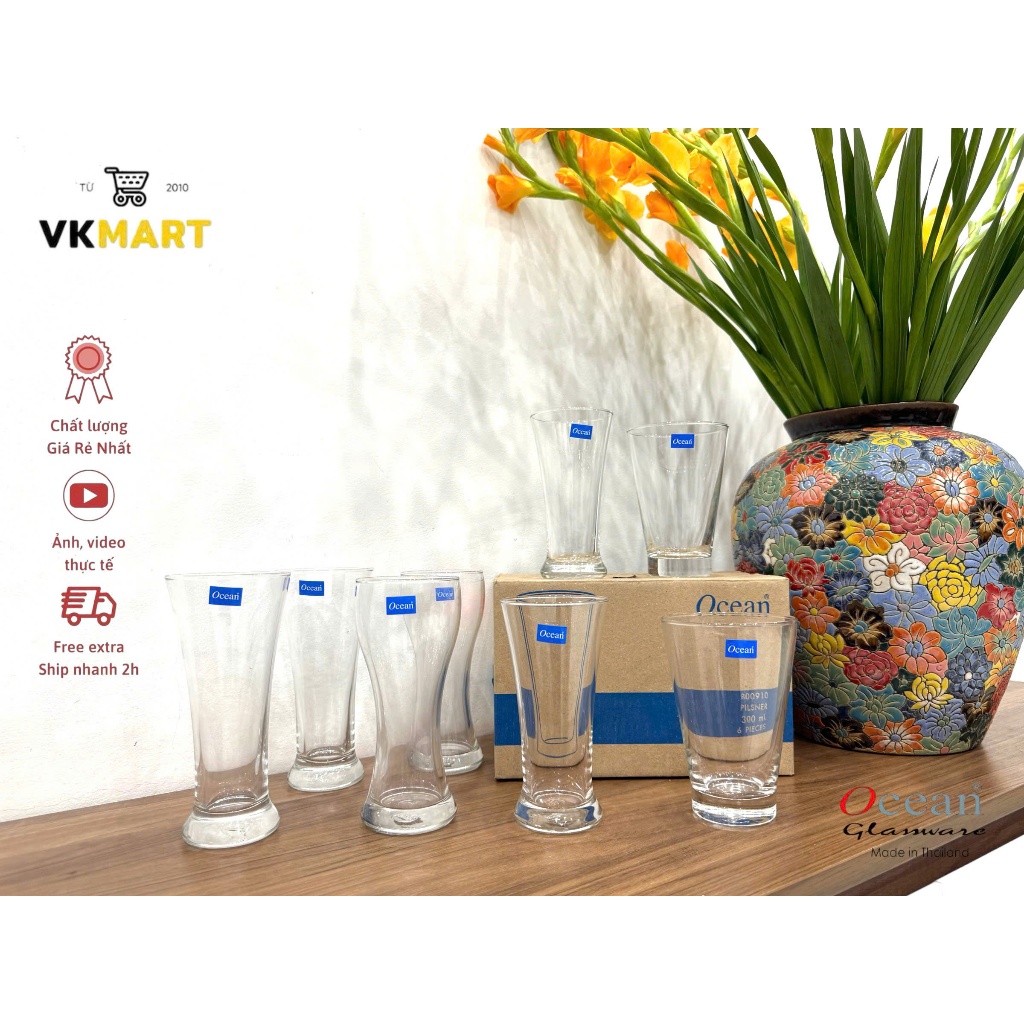 Cốc thủy tinh Ocean, pha trà, cafe, sinh tố nhập khẩu Thái Lan