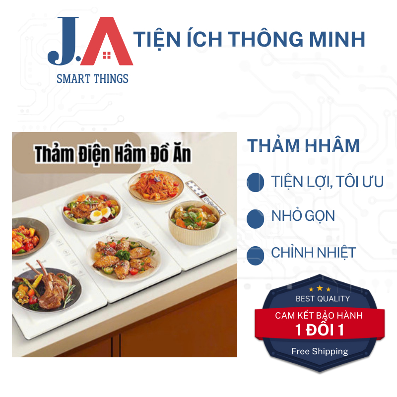 Thảm hâm nóng đồ ăn đa năng gấp gọn, Mâm giữ nhiệt thức ăn uống tiện dụng, Tấm lót hâm nóng bàn ăn cho mọi nhà JA MALL