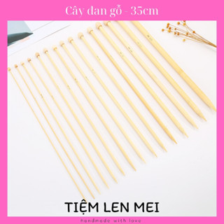  🌸 Cây Đan Len Gỗ dài 35cm  1 Đôi  - Màu gỗ trắng 🌸 