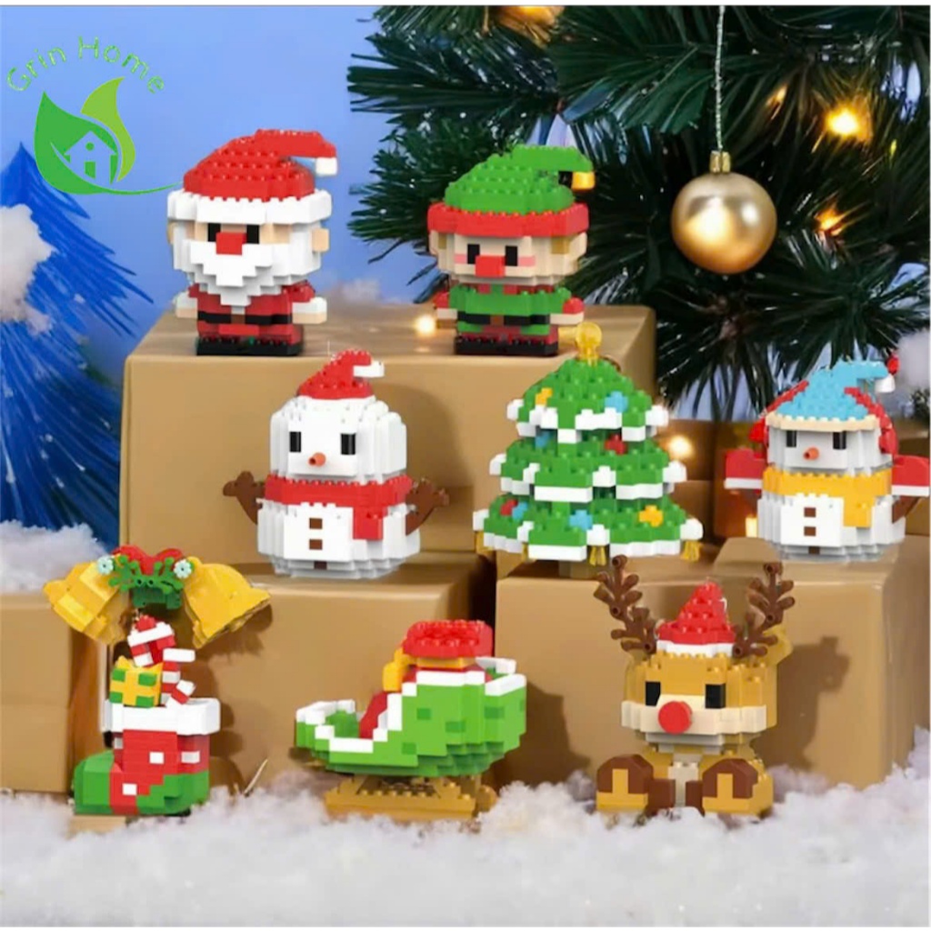 Bộ Đồ Chơi Lắp Ráp Giáng Sinh, Mô Hình Lắp Ghép Ông Già Noel Xếp Hình Cây Thông Người Tuyết Quà Tặng