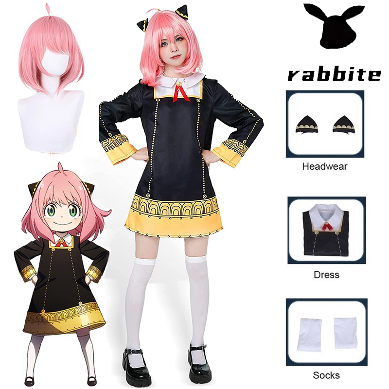 Spy X Family  Anya Forger Cosplay Costume Adults Kids size full set JP Anime Cos Party Role Outfit H