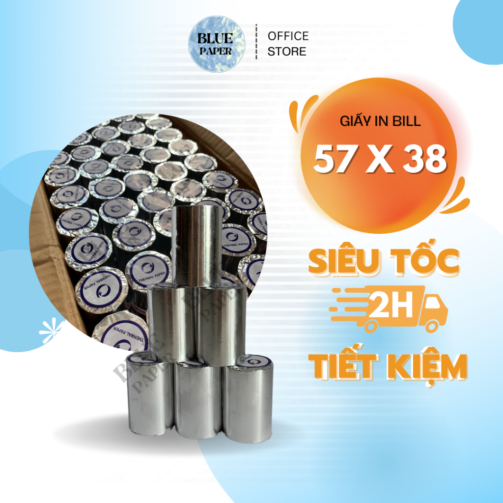 [Lõi 15 - 19] Giấy In Bill K57 Giấy In Hoá Đơn K57 Giấy In Nhiệt 57mm BLUEPAPER