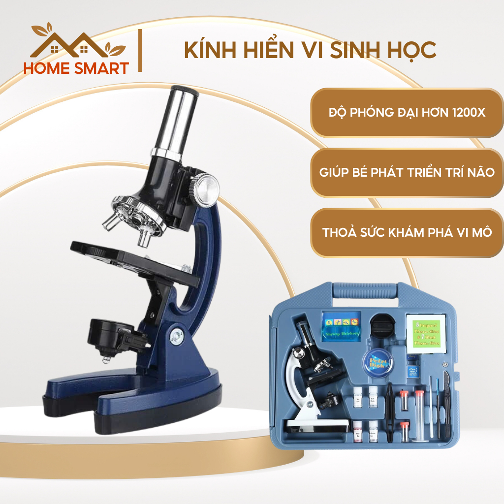  Kính hiển vi sinh học 1200x phóng đại cao dành cho học sinh - Kính hiển vi quang học cho trẻ em - Kính hiển vi khoa học 