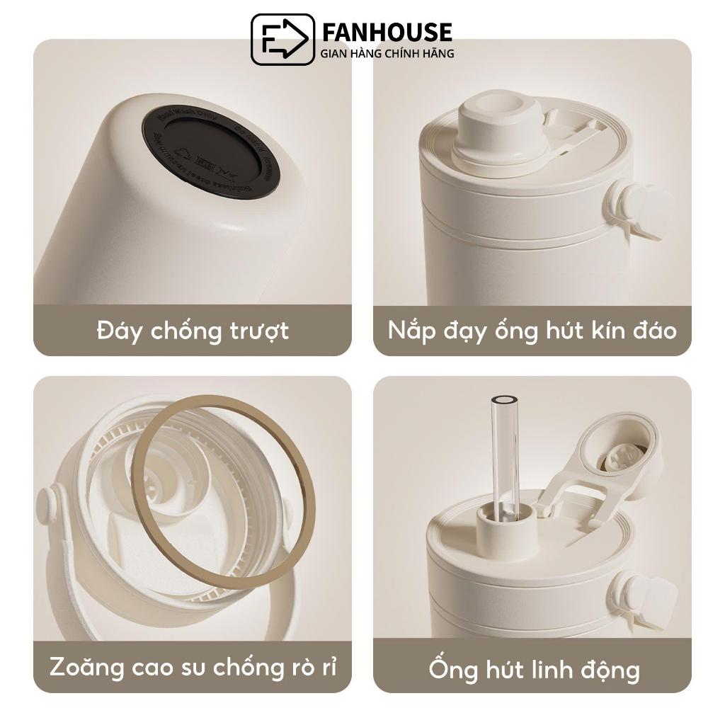 Ly giữ nhiệt Simply cao cấp Inox 316 Phủ Sứ, cốc giữ nhiệt Fan House 735ml ống hút thủy tinh | BigBuy360 - bigbuy360.vn