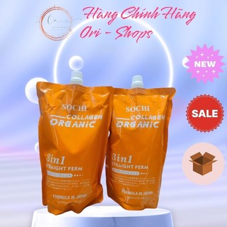 Kem Duỗi Ép 3 in 1 Straight Perm SOCHI Collagen Organic NHật Bản 1000ML không cần dập định hình lần 2 chính hãng