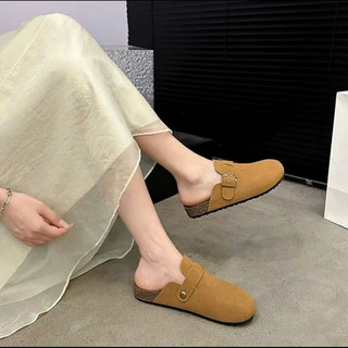  Dép Sục Nữ Da Lộn Birkeen Phối Khoá Cài Đế Cao 3cm Hottrend 