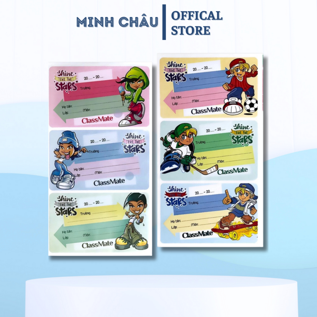 Combo 2 tập Nhãn vở classmate NT236/NT211/NT234/NT235/NT224/NT225