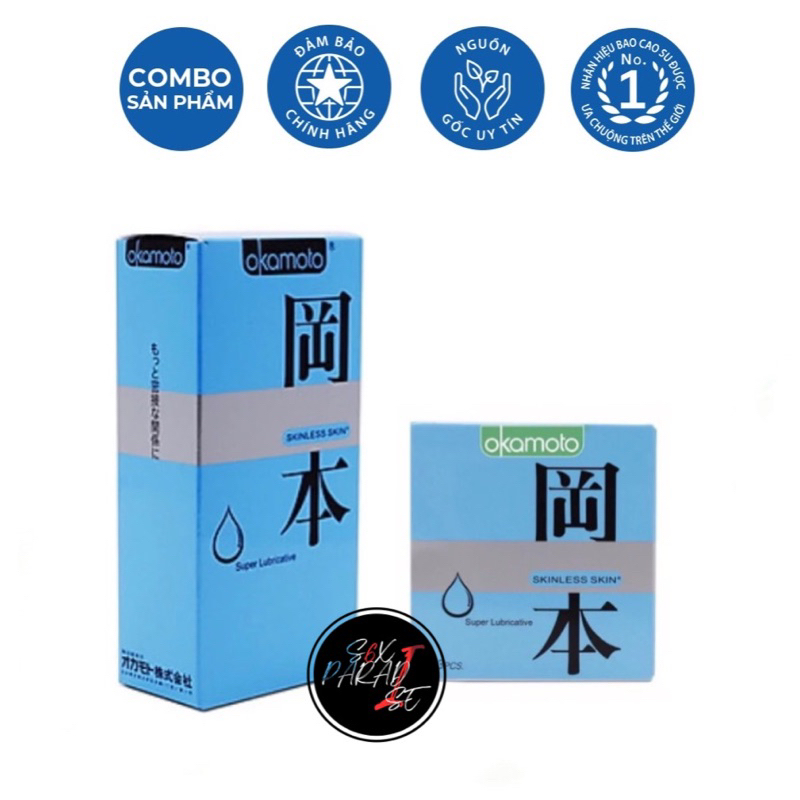 [CHÍNH HÃNG] Bao cao su Okamoto Skinless Skin Lubricative Siêu Bôi Trơn - Hưng Phấn Đến Cùng - Hộp 10 cái