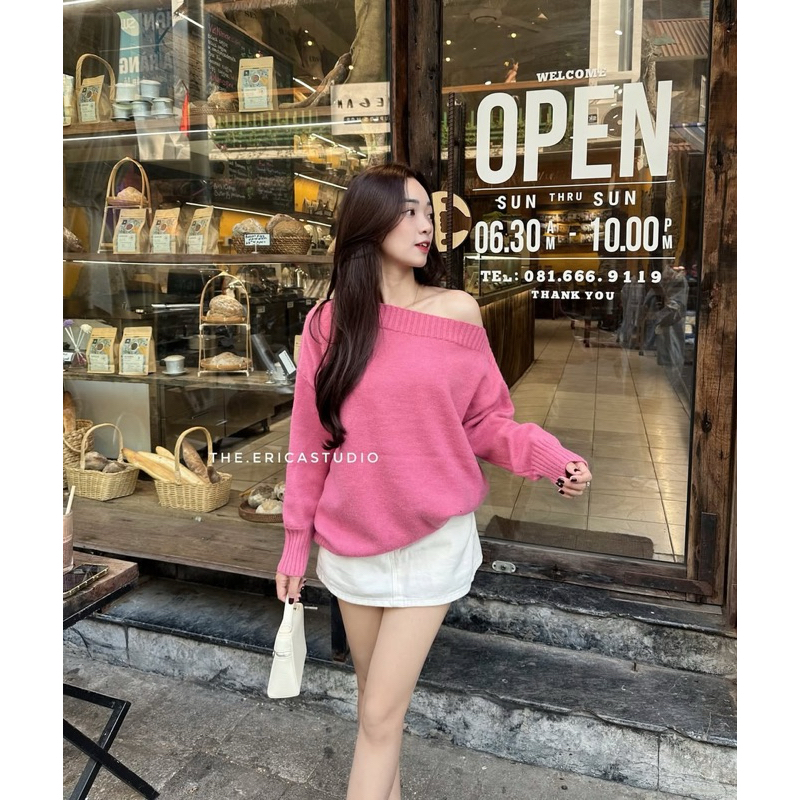 Áo len dáng trễ vai tag wgwe