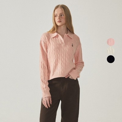 Áo Len WHO.A.U Cable Button Collar Neck Pullover_WHKAE4V74F