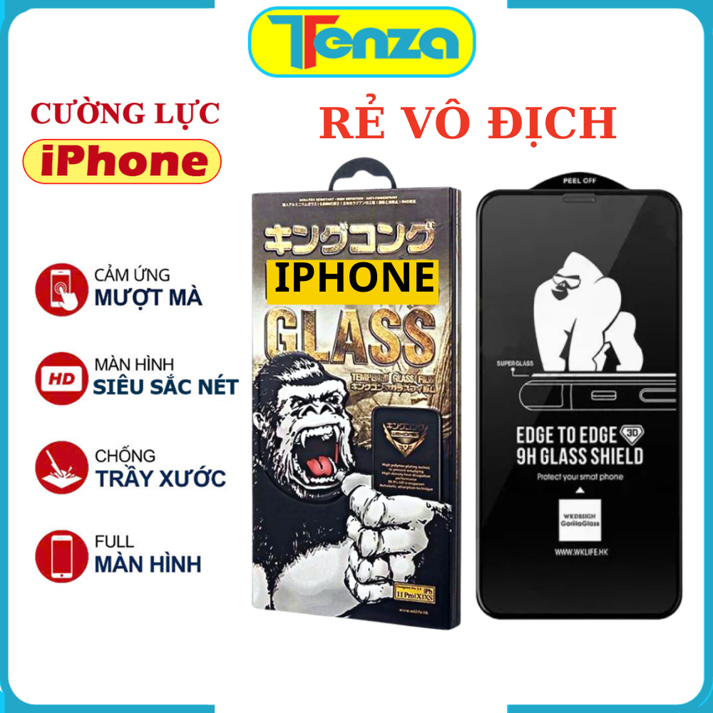 Kính Cường Lực iPhone Full Màn KK 3TT Cho IP 6/7/8/Plus/X/XS/XR/11/12/13/14/15/16/Pro/Max/plus