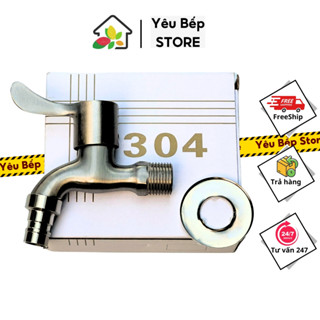 Vòi nước inox 304 ren ngoài phi 21 chống rỉ, Vòi hồ inox SUS304 có ren đầu vòi cao cấp