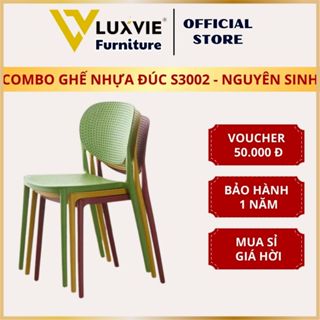 [NHỰA NGUYÊN SINH] COMBO Ghế nhựa đúc nguyên khối, văn phòng, cà phê S3002