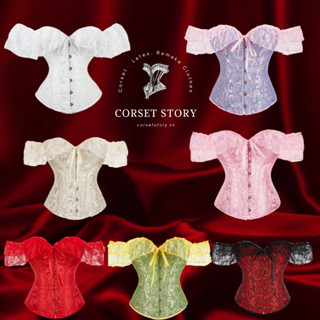 CORSET STORY - Áo Corset trễ vai ren cổ điển phong cách tiểu thư nàng thơ màu tím