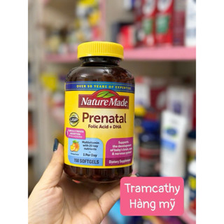 Bổ Bầu Prenatal Multi+DHA  nature made 150 viên của Mỹ- mẫu mới