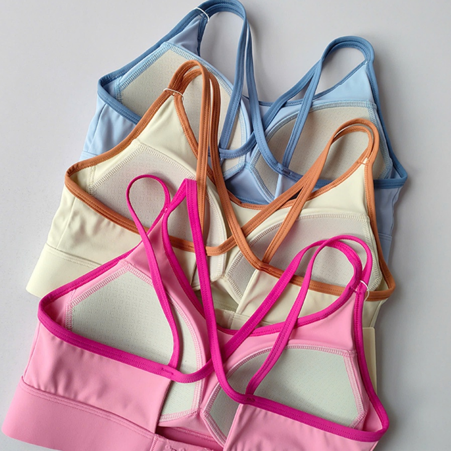 Áo Bra mút đúc 036 chống sốc, Áo tập yoga gym chạy bộ vải lulu chéo