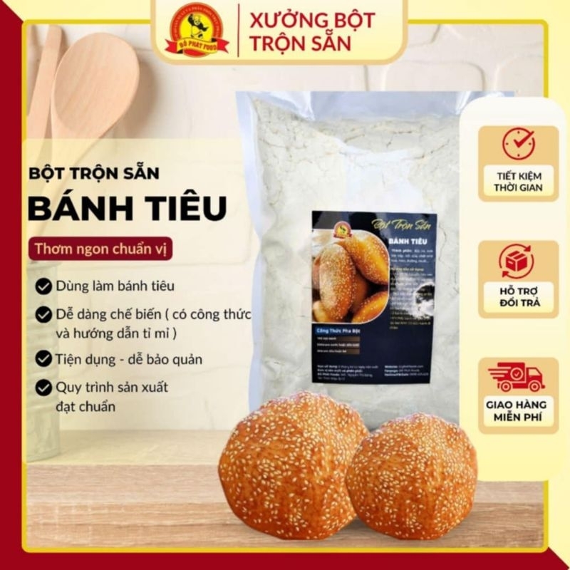  1kg Bột bánh tiêu men trộn sẵn có sẵn gói mè bánh thơm ngon phồng xốp 