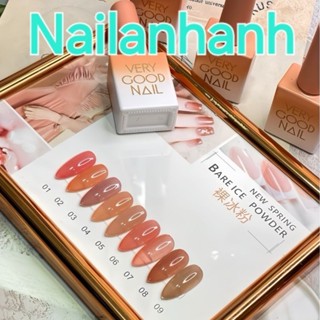 Sơn thạch Very Good 9 màu (kèm bảng màu) sét sơn thạch nude nâu 15ml, thạch hồng cam, hồng đào nail