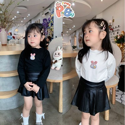 Áo Giữ Nhiệt Cho Bé Gái Dài Tay Cổ Tròn Rua Len Lông Thỏ Co Dãn BabyBoo -PiBo Store-RT