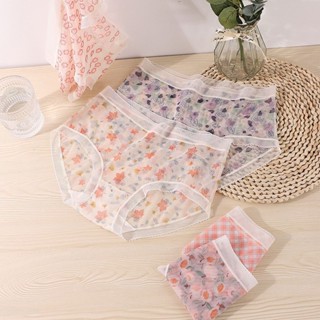 Quần lót nữ su voan lụa tàng hình họa tiết hoa lá lưng bản cạp thấp siêu xinh freesize 55kg