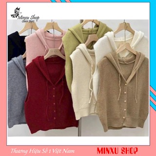 Áo Len Gile Nữ Khuy Ngọc Kèm Mũ Đội Đầu Chất Len Dày Ấm Hàng QC Minxu Shop GL22K