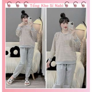 Bộ bầu - bộ sau sinh mặc nhà thời trang mới nhấ( Da Cá - Xám Sọc ) chất liệu thun da cá Cotton Mềm mát