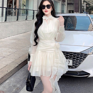 Váy tơ tay lửng nhún đuôi cá