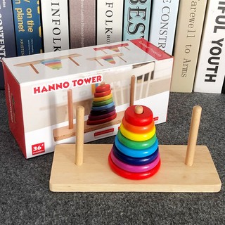 Đồ Chơi Trí Tuệ Xếp Tháp Hà Nội (Tower of Hanoi-Wooden Puzzle) Cầu Vòng Gỗ Cho Bé Trai Bé Gái - Toys