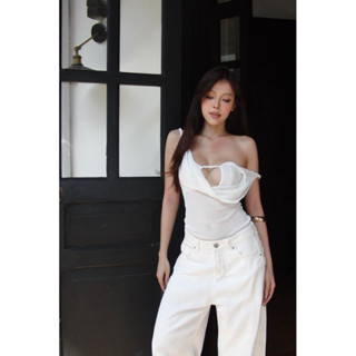 LIPSHE Đầm ngắn thun cổ đổ hở ngực dây xoắn vải mỏng xuyên thấu ôm body Lipshe Baby Dress