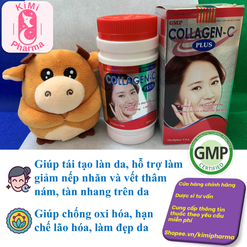 Collagen loại 1, 3, vitamin c COLLAGEN C-PLUS – 100 viên/chai